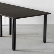 かなでもののブラックブラウンのラバーウッド天板とマットブラックのスクエアバー鉄脚を組み合わせたシンプルモダンな大型テーブル4