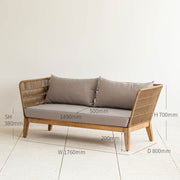 頑丈で長持ちしやすいアカシア材を使用した、落ち着いた雰囲気のソファ(サイズ画像1)