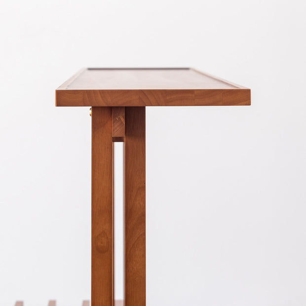 KOTAのSUNOKO BEDをカスタマイズするAdd-onシリーズのブラウンカラーの木製ロングテーブル（側面）