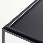 かなでものの天板が取り外せるブラックスチールのシャープなサイドテーブルL(天板クローズアップ)