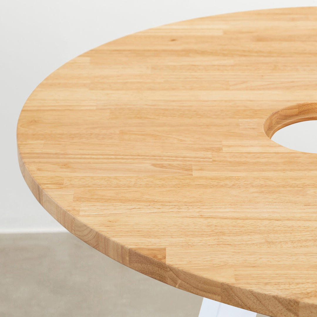 THE CAFE TABLE / ラバーウッド White Steel 4pin × ラウンド φ81
