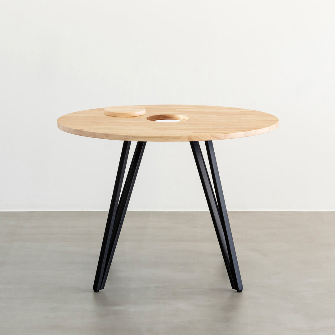 THE CAFE TABLE Black Steel 4pin × ラウンド THE CAFE TABLE / ラバーウッド Black Steel トライアングル