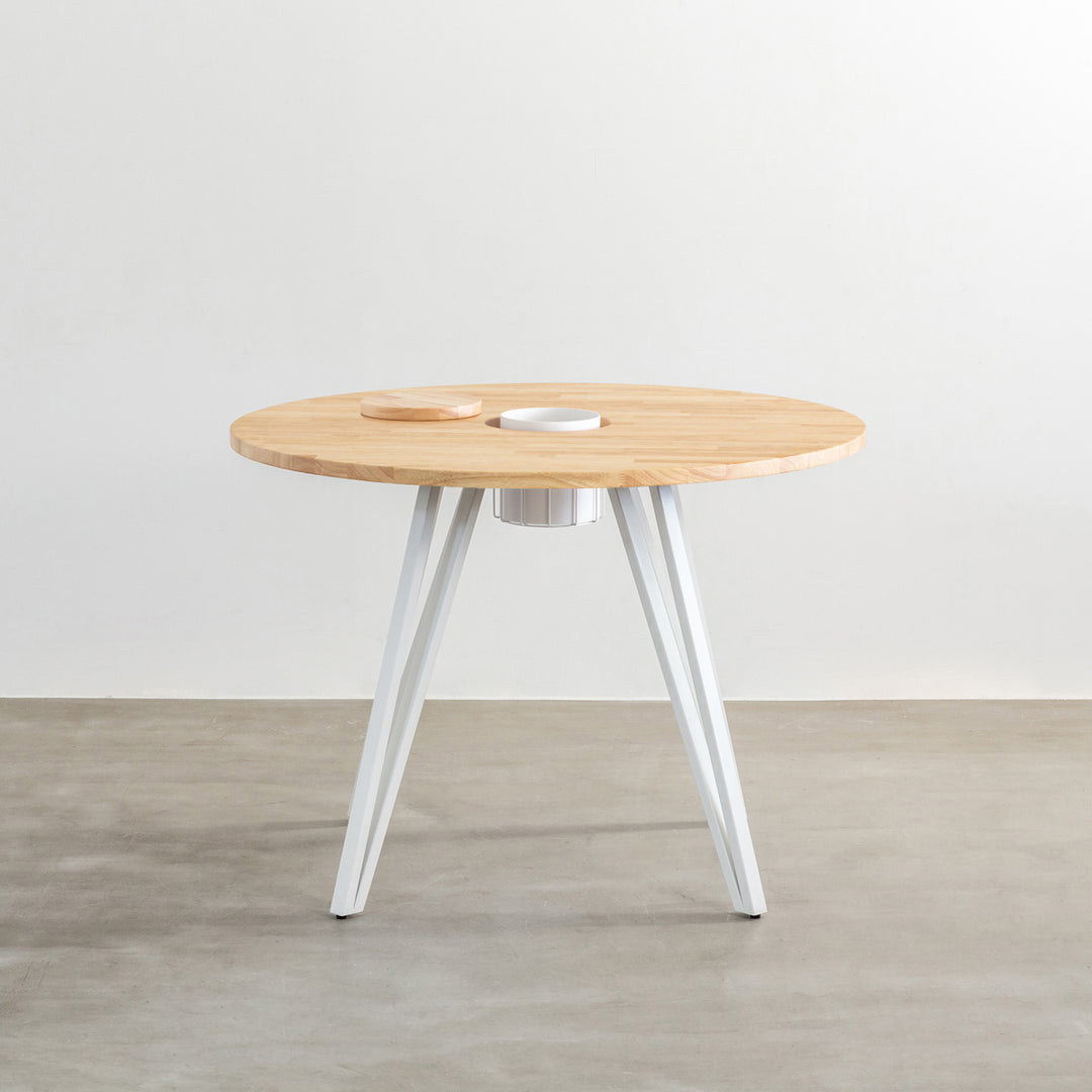 THE CAFE TABLE / ラバーウッド White Steel トライアングル 4pin