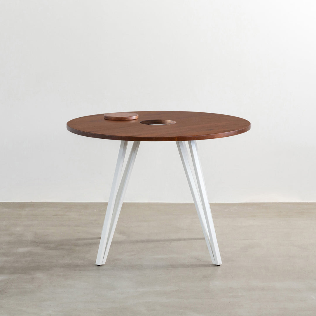 ビーチアート円形テーブル① THE CAFE TABLE / ラバーウッド White