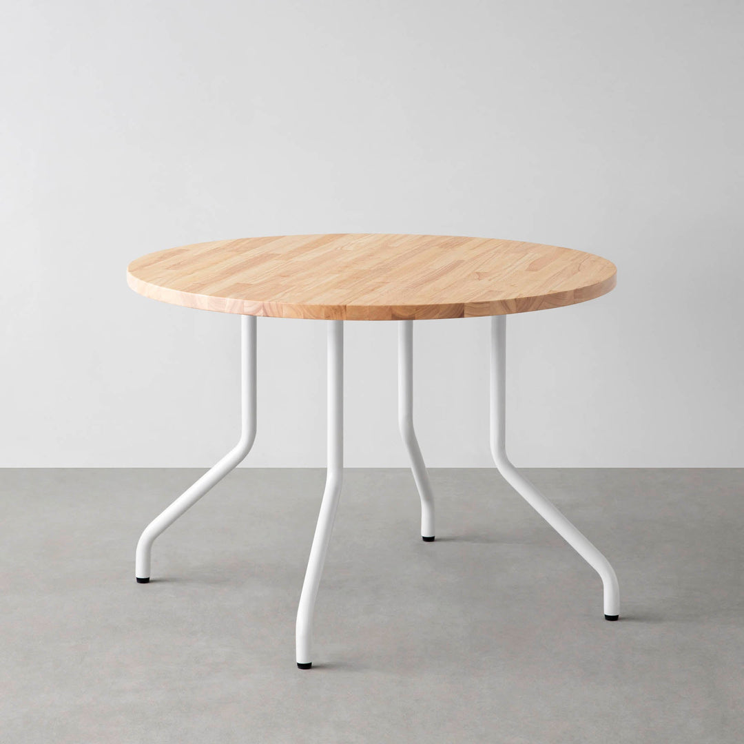THE CAFE TABLE / ラバーウッド White Steel 4本脚 × ラウンド φ81