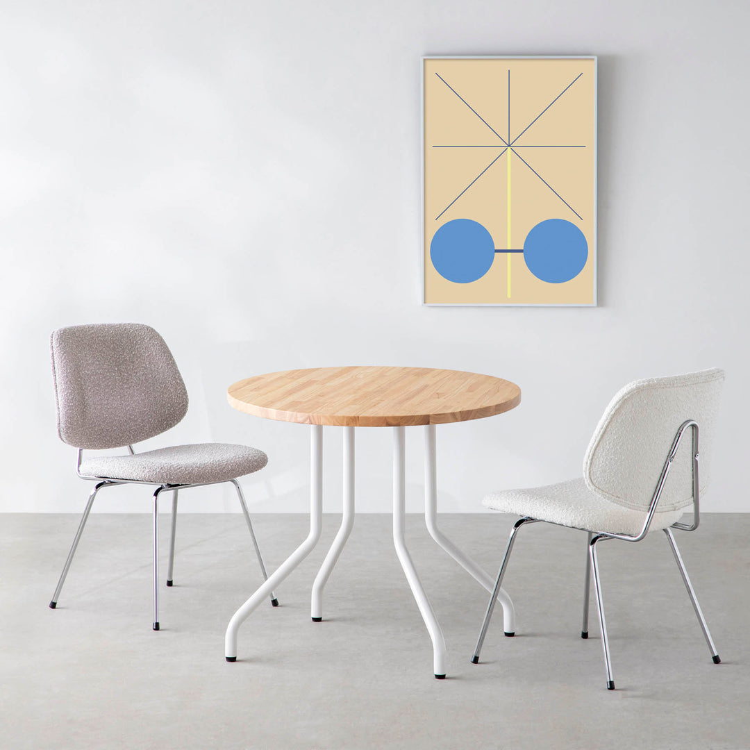 THE CAFE TABLE / ラバーウッド White Steel 4本脚 × ラウンド φ61