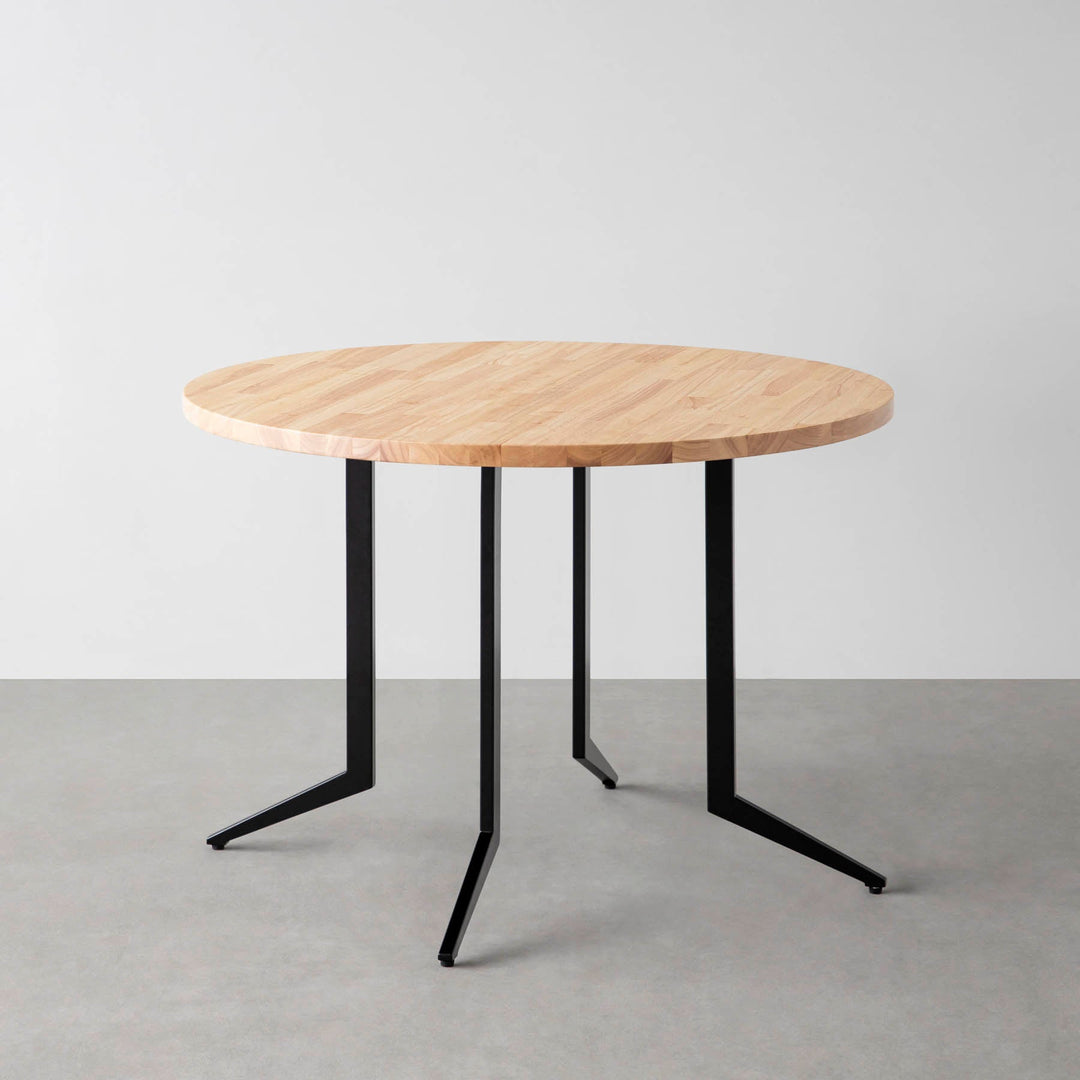 kanademono THE CAFE TABLE ラバーウッド THE CAFE TABLE / ラバーウッド Black Steel 4本脚 × ラウンド