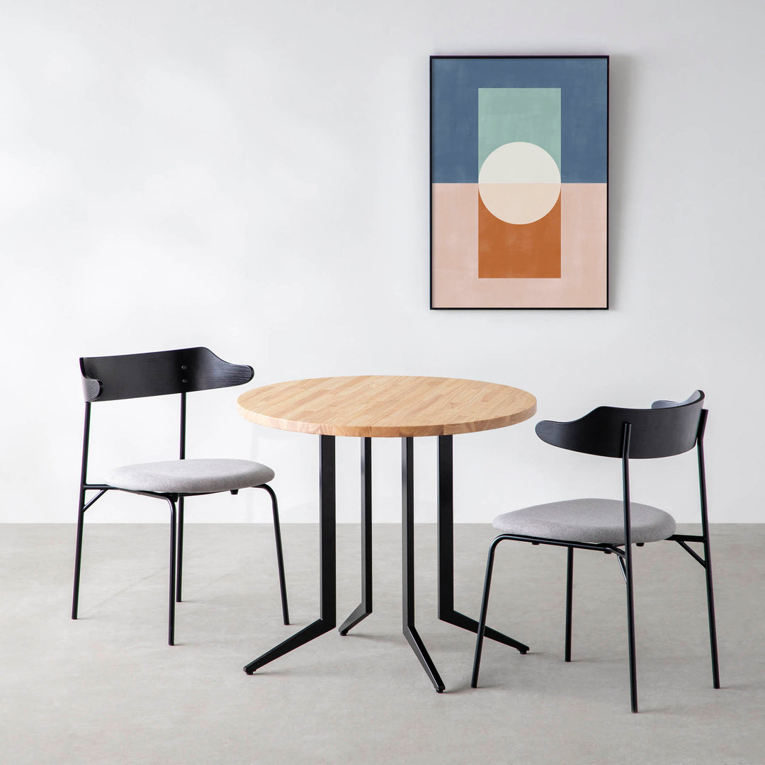 KANADEMONO THE CAFE TABLE ラバーウッド4本脚×ラウンド THE CAFE TABLE / ラバーウッド Black Steel 4本脚 × ラウンド φ61