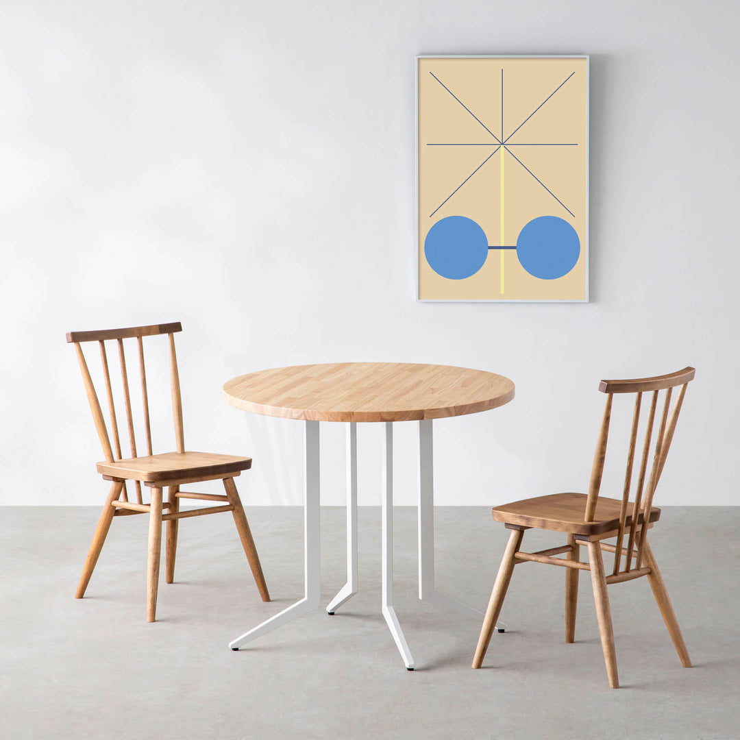THE CAFE TABLE / ラバーウッド White Steel 4本脚 × ラウンド φ61