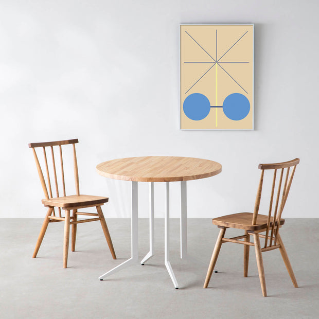 THE CAFE TABLE / ラバーウッド　White Steel 4本脚 × ラウンド φ61 - 80