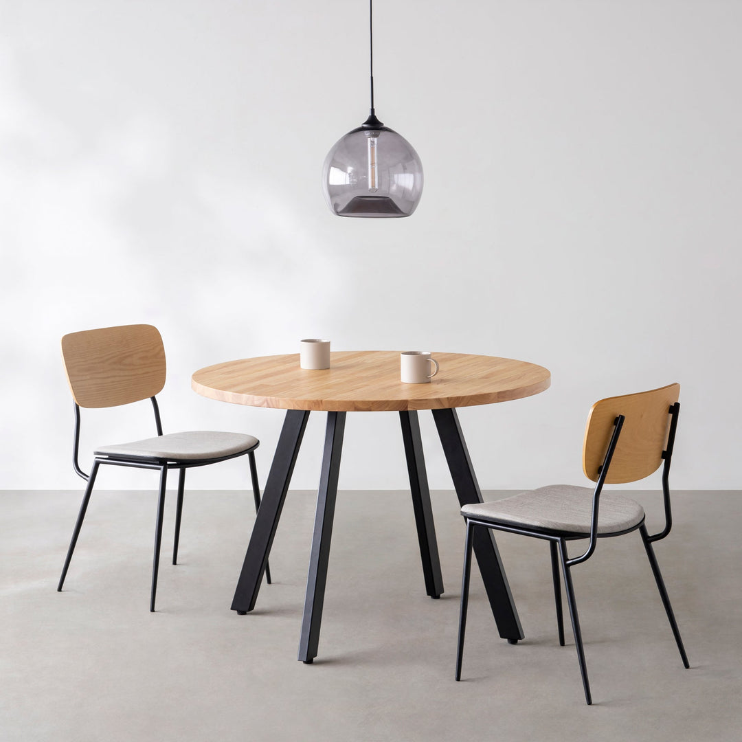 KANADEMONO THE CAFE TABLE ラバーウッド THE TABLE / ラバーウッド ブラウン × Black Steel × W181