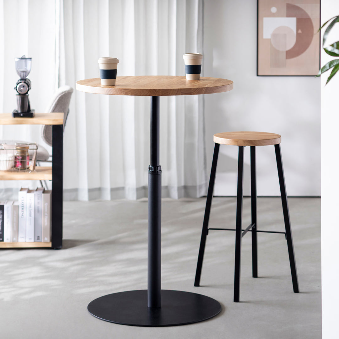 THE CAFE TABLE / ラバーウッド Black Steel 1本脚 × ラウンド φ61