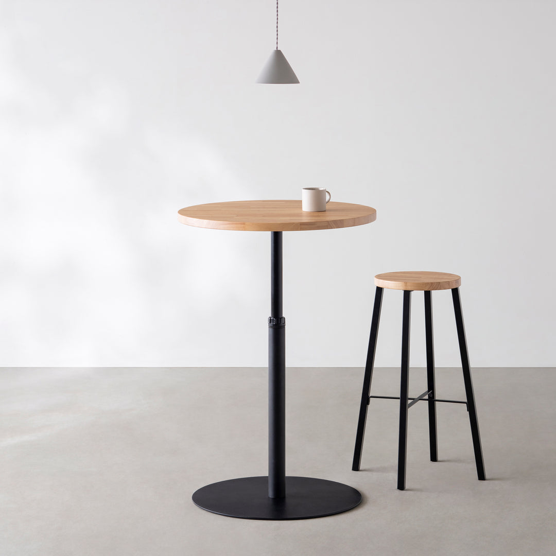 THE CAFE TABLE / ラバーウッド Black Steel 1本脚 × ラウンド φ61