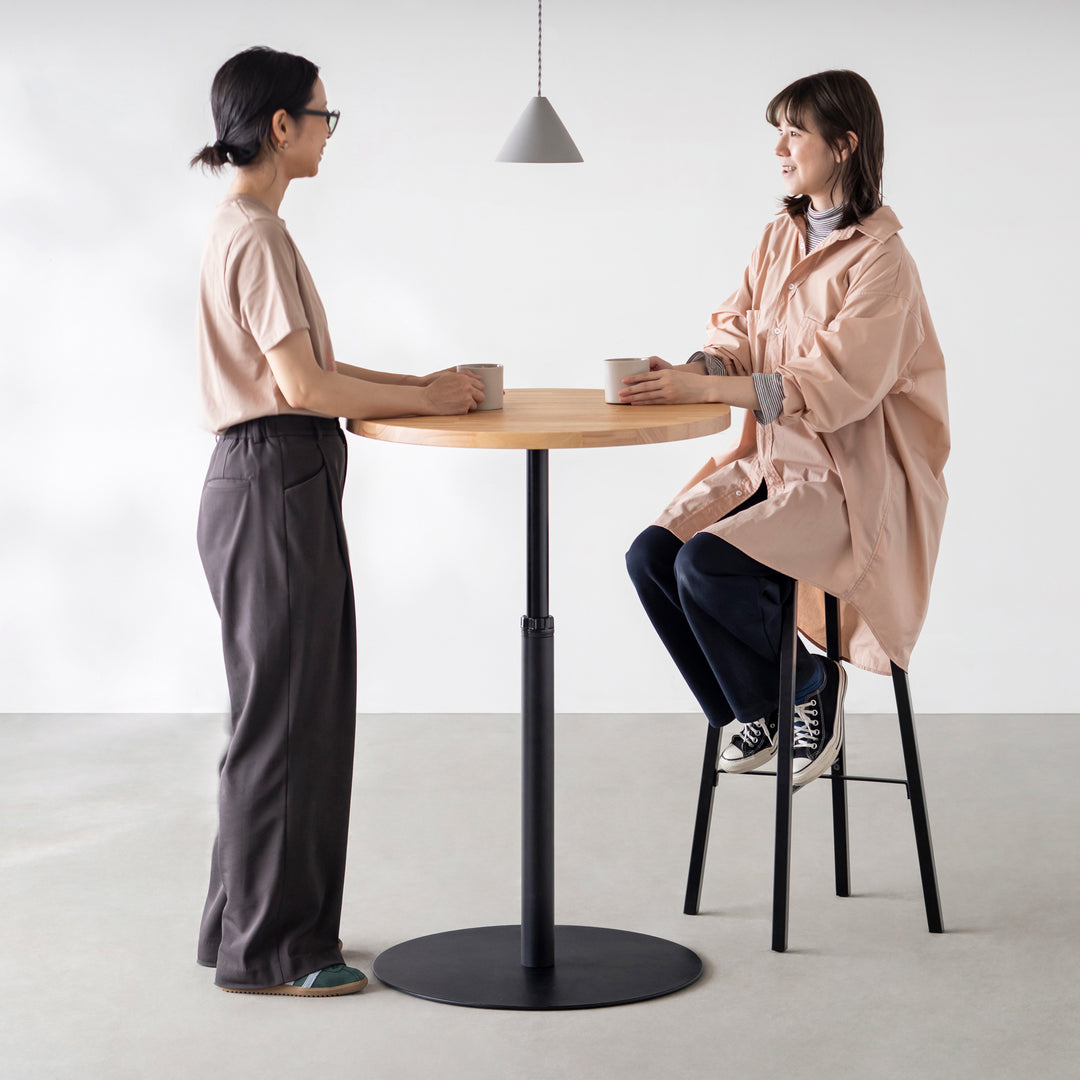 KANADEMONO かなでもの THE CAFE TABLE ラバーウッド THE CAFE TABLE / ラバーウッド Black Steel 4pin × スクエア 60 - 80