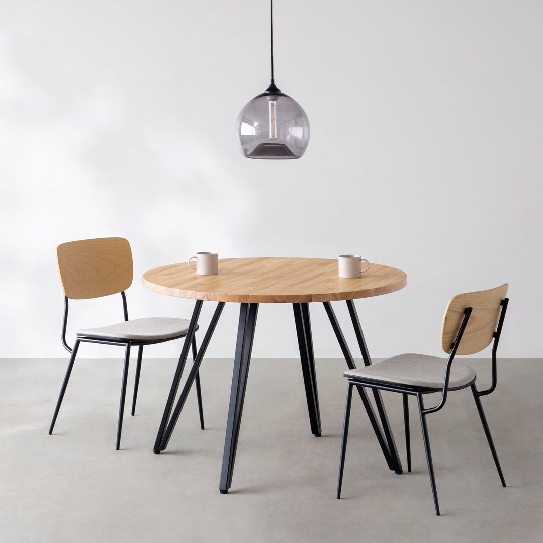 kanademon THE CAFE TABLE 直径65cm THE CAFE TABLE / ラバーウッド Stainless 3pin × ラウンド φ60