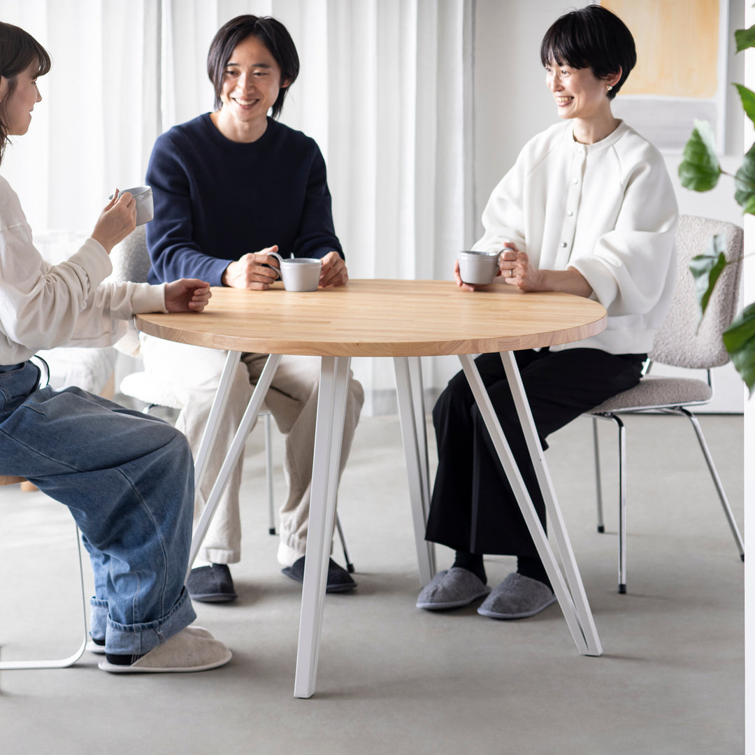 THE CAFE TABLE / ラバーウッド White Steel 4本脚 × ラウンド