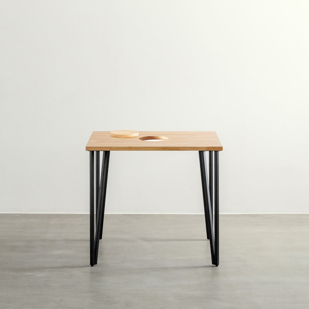 THE CAFE TABLE / ラバーウッド Black Steel トライアングル Straight