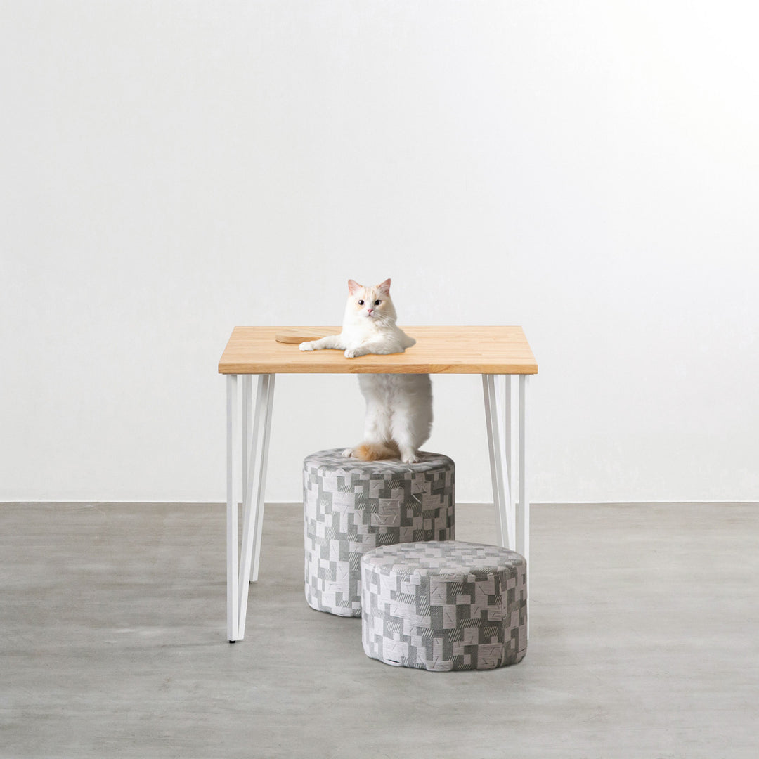 THE CAFE TABLE / ラバーウッド White Steel トライアングル Straight
