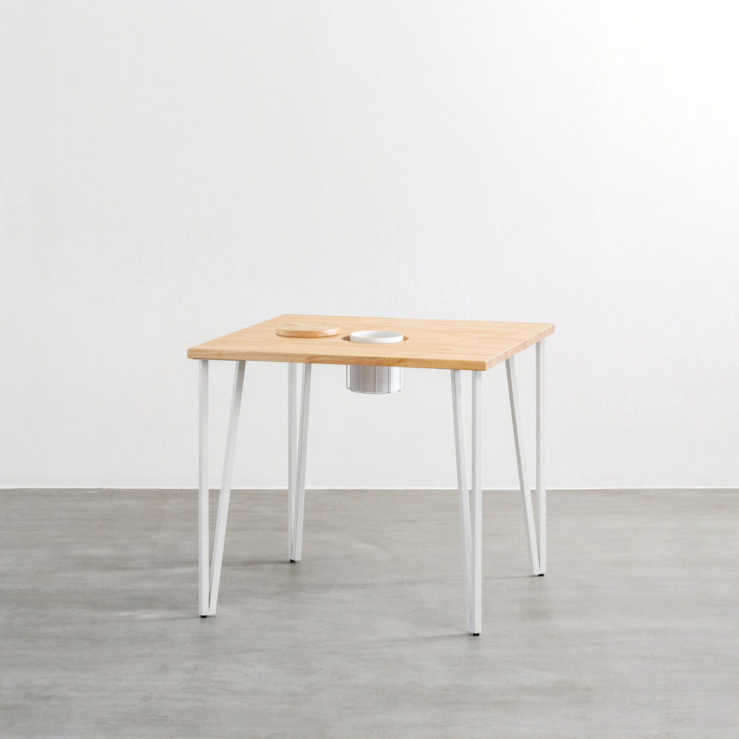 THE CAFE TABLE / ラバーウッド ラウンド 100cm THE CAFE TABLE / ラバーウッド White Steel トライアングル Straight