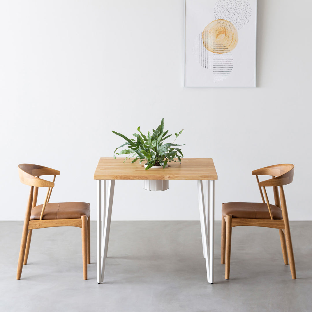 THE CAFE TABLE / ラバーウッド White Steel トライアングル Straight