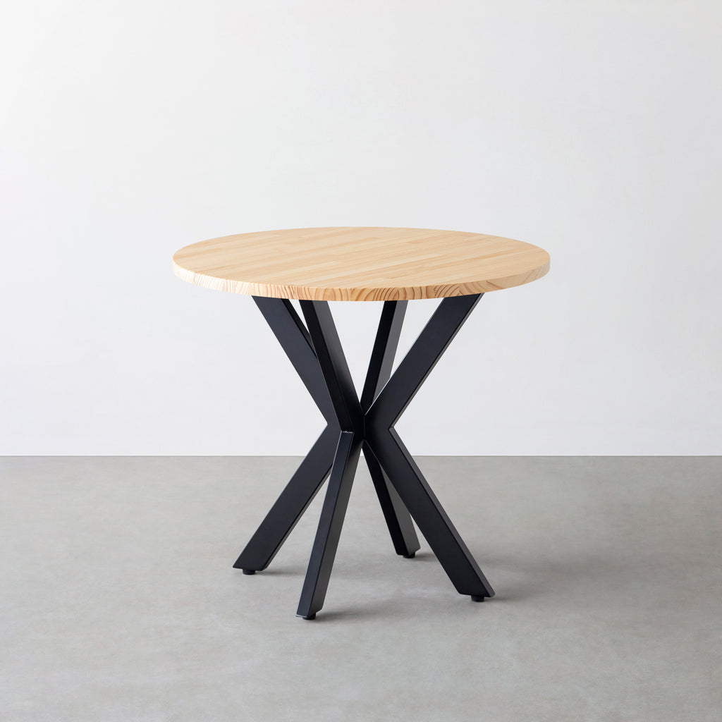 THE CAFE TABLE / パイン Black Steel カフェX × ラウンド φ71 - 80