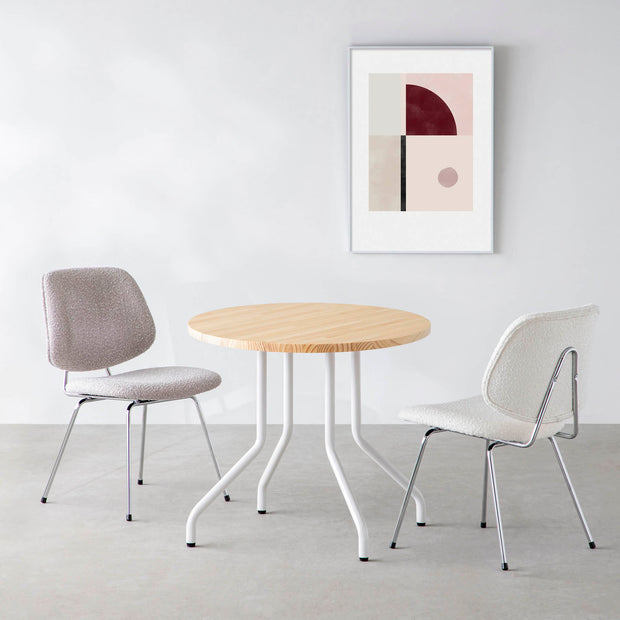 THE CAFE TABLE / パイン　White Steel 4本脚 × ラウンド φ61 - 80