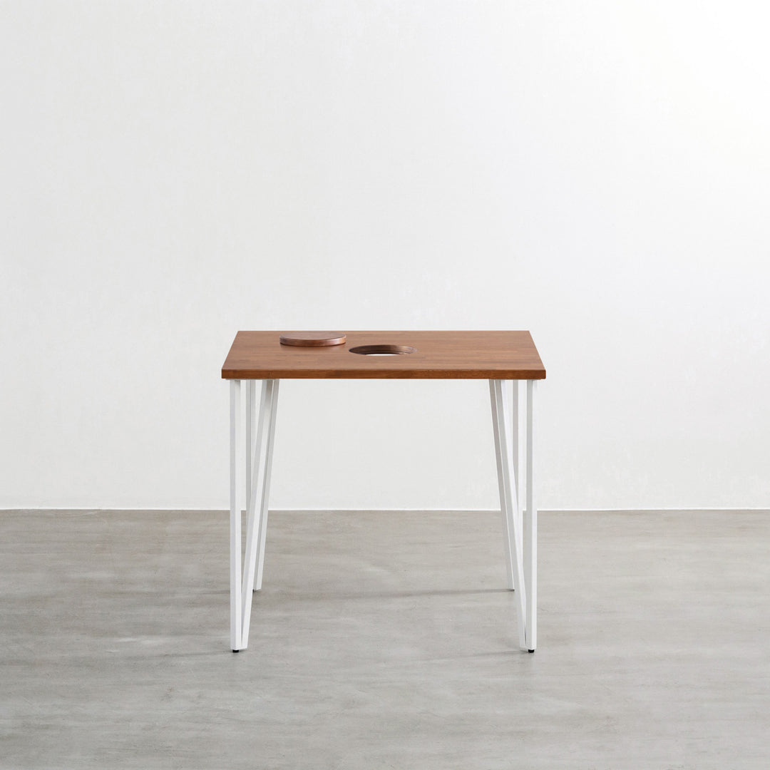 THE CAFE TABLE / ラバーウッド White Steel トライアングル Straight
