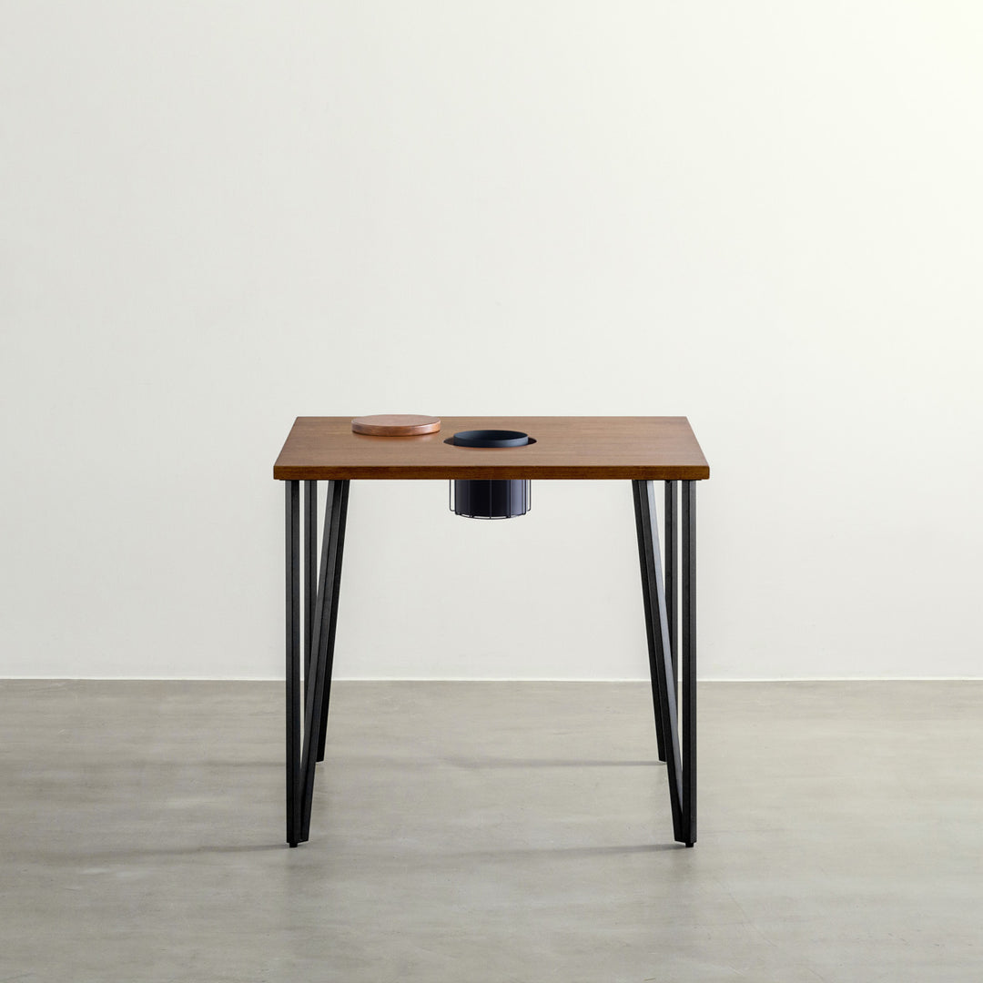 THE CAFE TABLE / ラバーウッド Black Steel トライアングル Straight