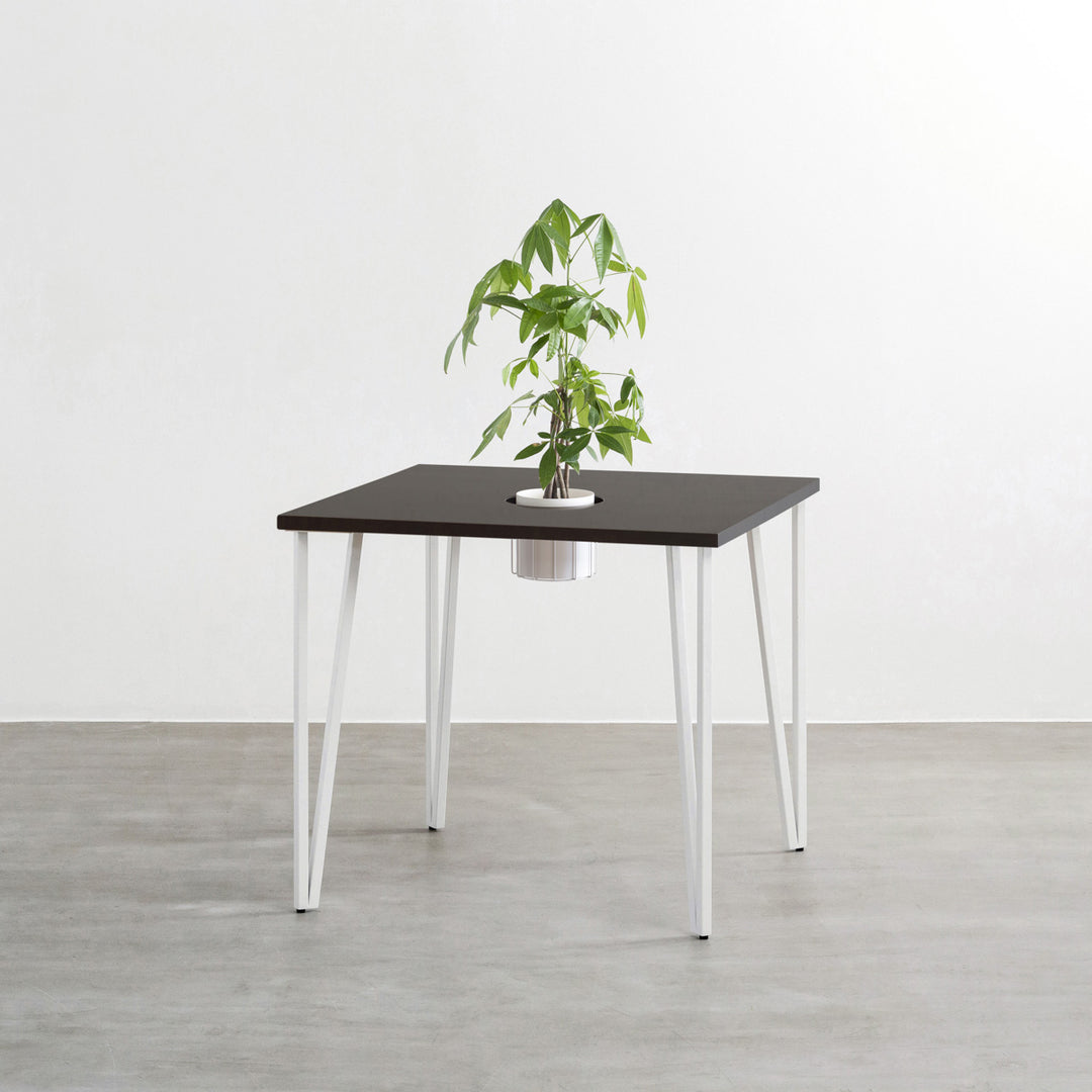 アイアンラウンドテーブル 白 コーヒーテーブル テラス テーブル 金属製 THE CAFE TABLE / ラバーウッド White Steel 4pin × ラウンド φ81