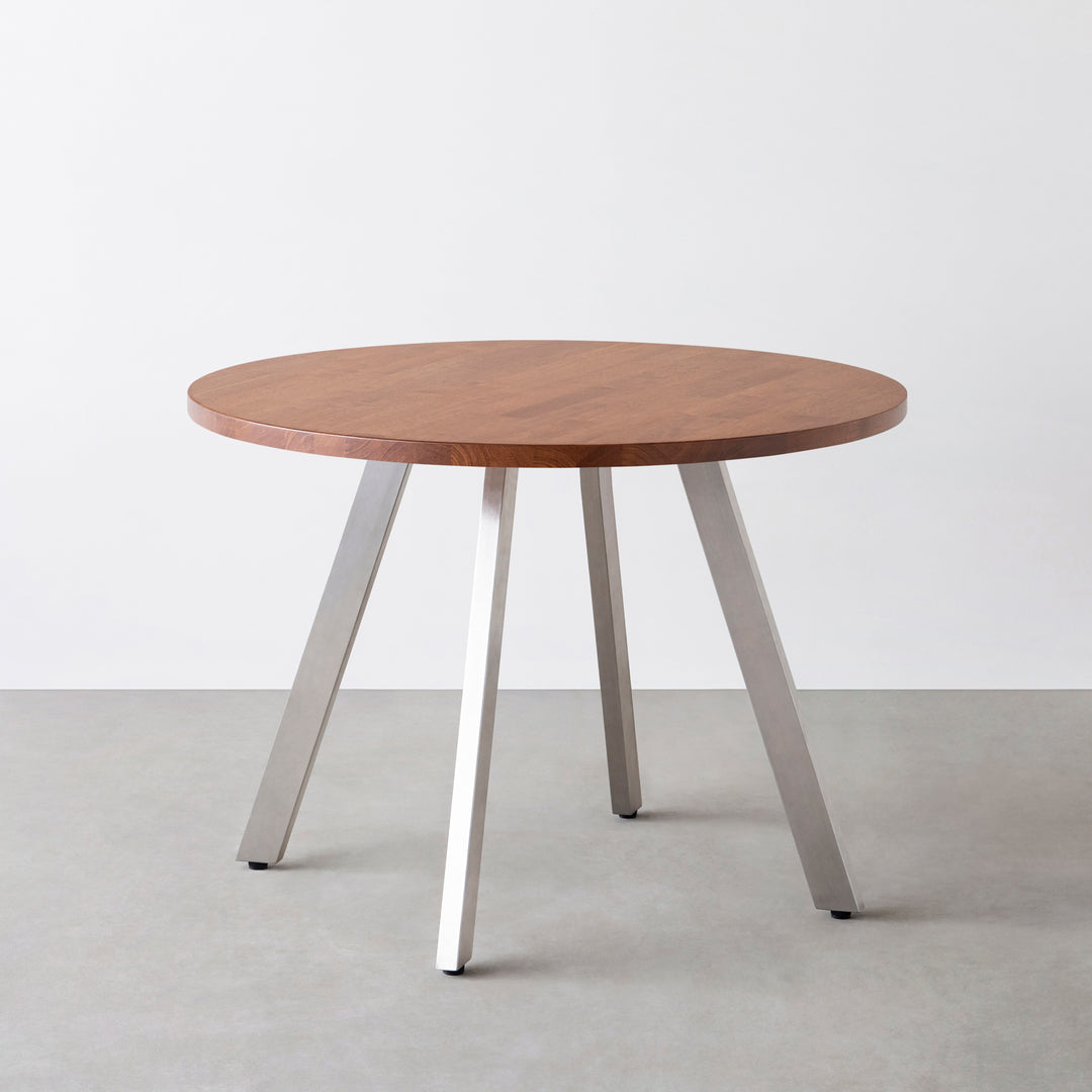 ステンレスラウンドテーブル　テーブル　サイドテーブル THE CAFE TABLE / ラバーウッド Stainless 4本脚 × ラウンド φ81