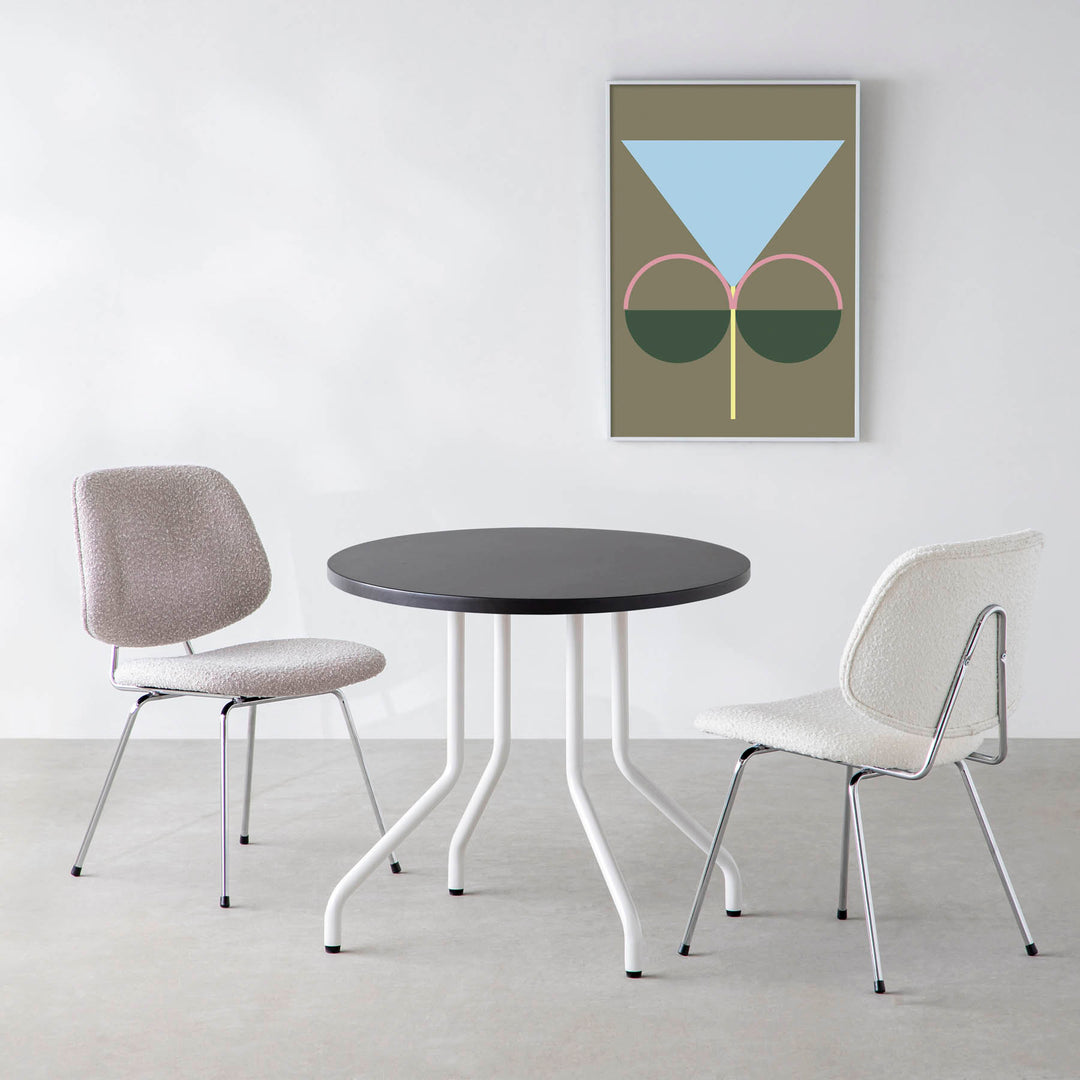 THE CAFE TABLE / ラバーウッド White Steel 4本脚 × ラウンド φ61