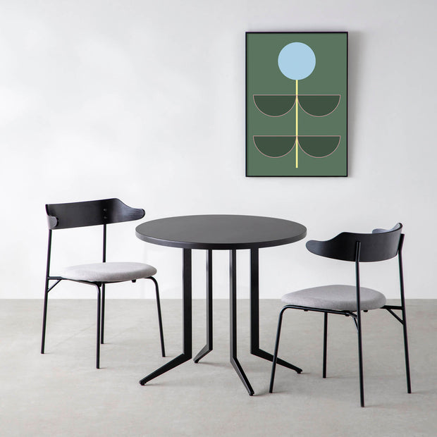 THE CAFE TABLE / ラバーウッド　Black Steel 4本脚 × ラウンド φ61 - 80