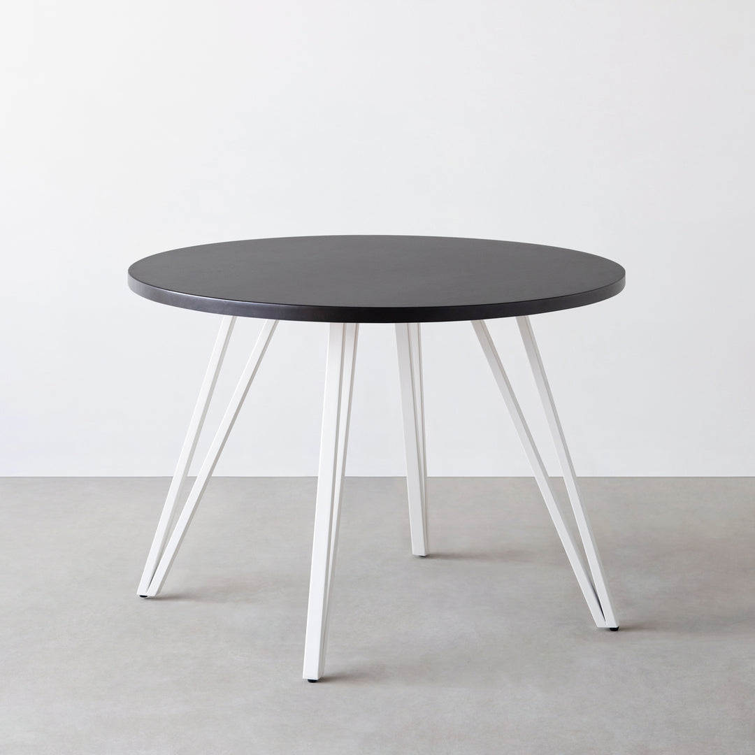 THE CAFE TABLE / ラバーウッド White Steel 4本脚 × ラウンド