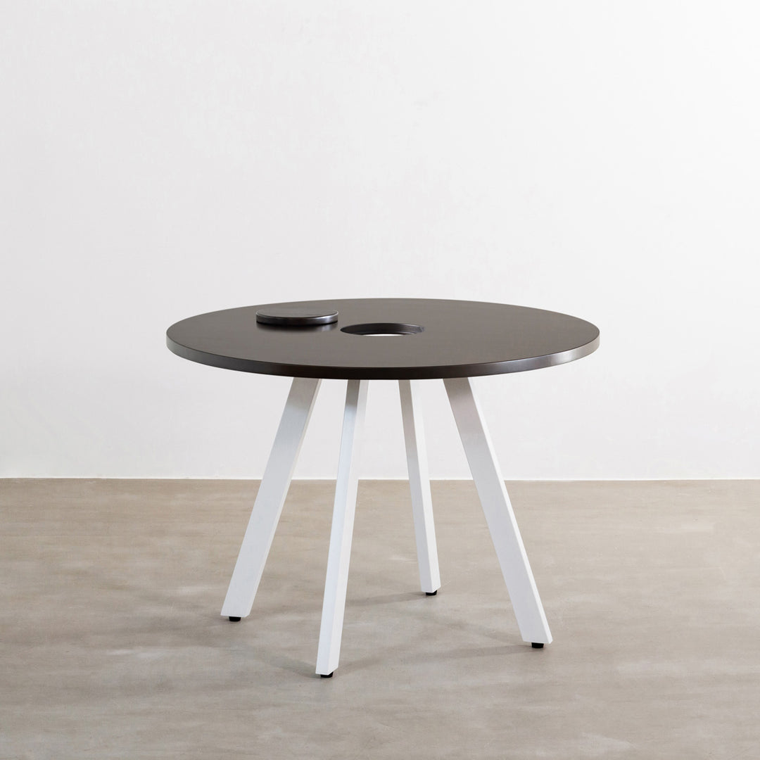 THE CAFE TABLE / ラバーウッド White Steel 4pin × ラウンド φ81