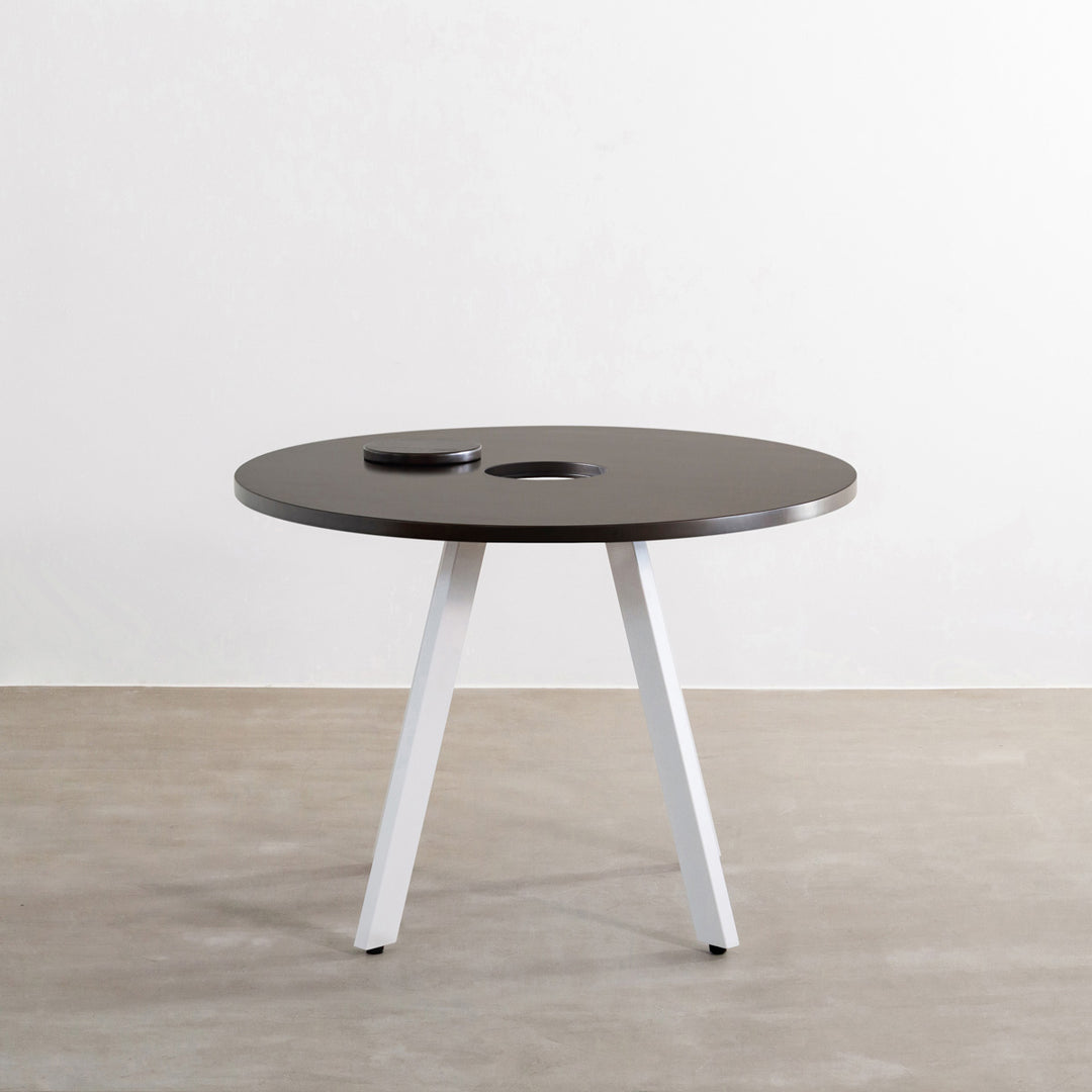 THE CAFE TABLE / ラバーウッド White Steel 4pin × ラウンド φ81