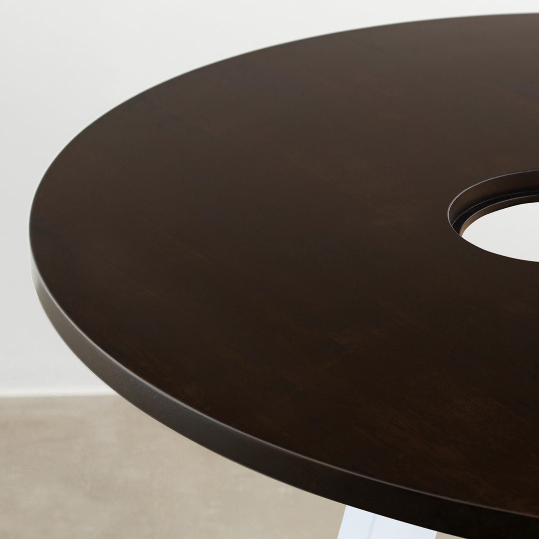 THE CAFE TABLE / ラバーウッド White Steel 4pin × ラウンド φ81