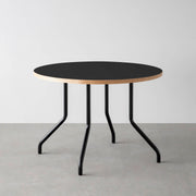 THE CAFE TABLE / リノリウム 全24色　Black Steel 4本脚 × ラウンド φ81 - 100