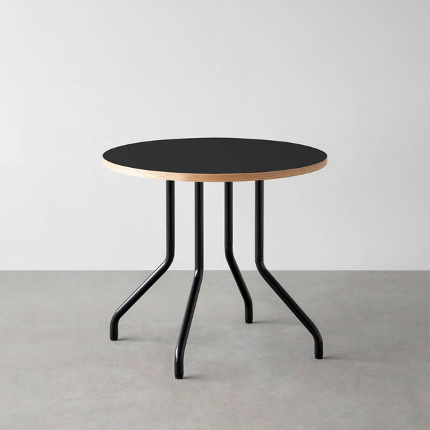 THE CAFE TABLE / リノリウム 全24色　Black Steel 4本脚 × ラウンド φ61 - 80