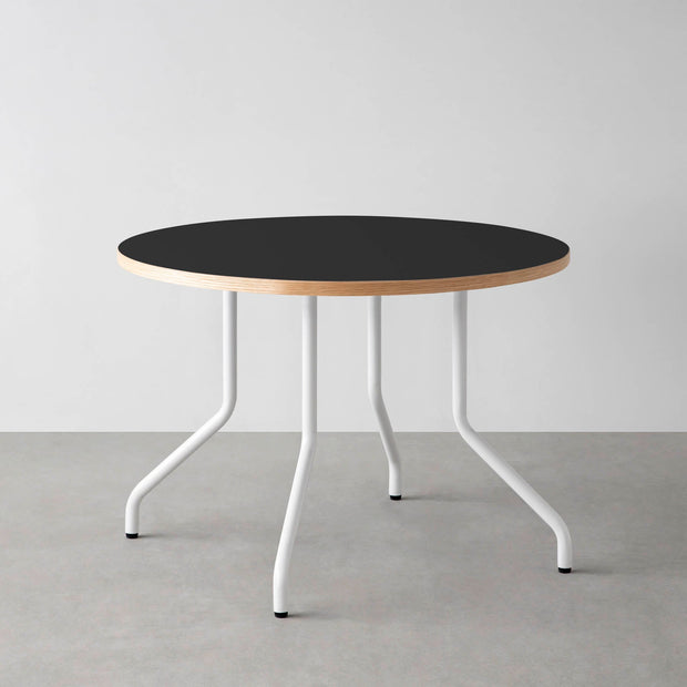 THE CAFE TABLE / リノリウム 全24色　White Steel 4本脚 × ラウンド φ81 - 100