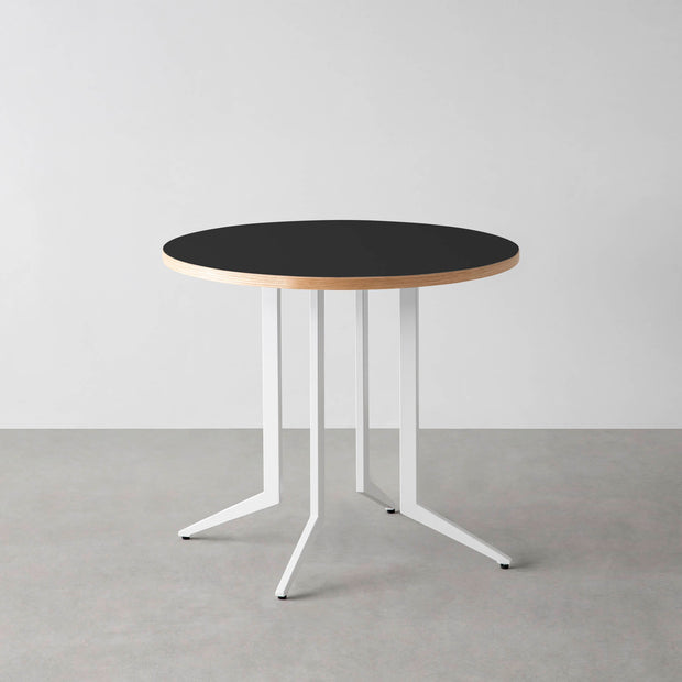 THE CAFE TABLE / リノリウム 全24色　White Steel 4本脚 × ラウンド φ61 - 80