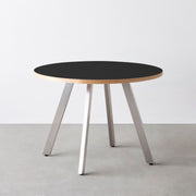 THE CAFE TABLE / リノリウム 全24色　Stainless 4本脚 × ラウンド φ81 - 100