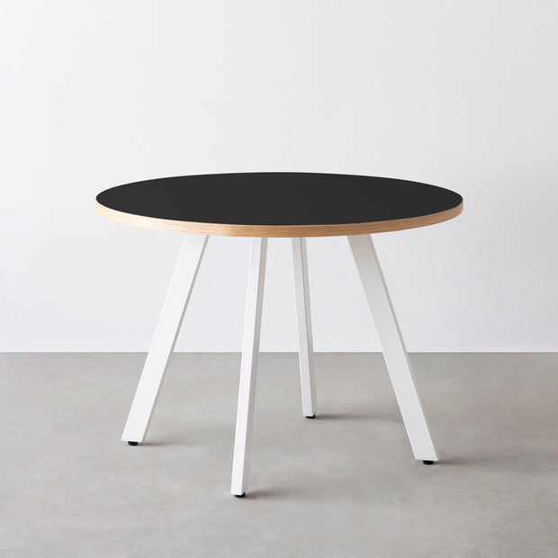 THE CAFE TABLE / リノリウム 全24色　White Steel 4本脚 × ラウンド φ81 - 100