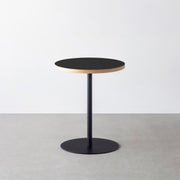 THE CAFE TABLE / リノリウム 全24色　Black Steel 1本脚 × ラウンド φ50 - 60