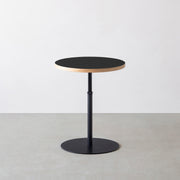 THE CAFE TABLE / リノリウム 全24色　Black Steel 1本脚 × ラウンド φ50 - 60