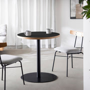 THE CAFE TABLE / リノリウム 全24色　Black Steel 1本脚 × ラウンド φ61 - 70