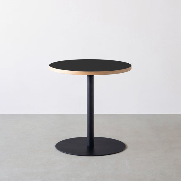 THE CAFE TABLE / リノリウム 全24色　Black Steel 1本脚 × ラウンド φ61 - 70