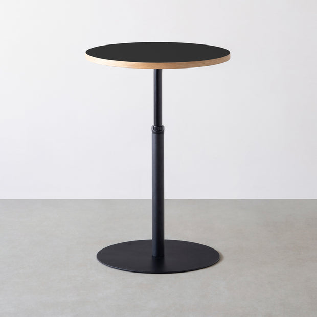 THE CAFE TABLE / リノリウム 全24色　Black Steel 1本脚 × ラウンド φ61 - 70