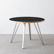 THE CAFE TABLE / リノリウム 全24色　Stainless 4本脚 × ラウンド φ81 - 100