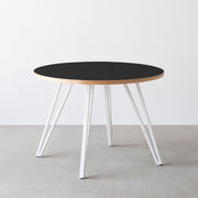 THE CAFE TABLE / リノリウム 全24色　White Steel 4本脚 × ラウンド φ81 - 100