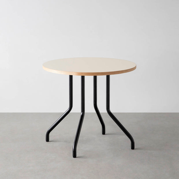 THE CAFE TABLE / リノリウム 全24色　Black Steel 4本脚 × ラウンド φ61 - 80